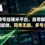 视频号挂賺米平台，自带脚本，长期能做，简单无脑，多号多賺【揭秘】