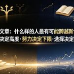 付费文章：什么样的人最有可能跨越阶层？认知决定高度·努力决定下限·选择决定阶层