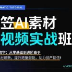 AI视频素材实战班，0-1系统教学，从零基础到进阶高手AI驱动素材焕新，提升跑量潜能，助力投产翻倍