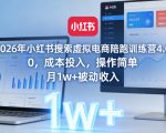 2026年小红书搜索虚拟电商陪跑训练营4.0，0成本投入，操作简单，月1w+被动收入（更新0628）