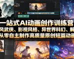 一站式AI动画创作训练营，涵盖古风武侠、影视风格、异世界科幻、解压场景，从零自主制作高质量原创短篇动画