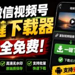 手机端也可下载微信视频号了？完全免费使用，一键解析视频号原视频和封面视频号下载助手v1.1