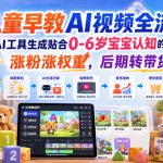 儿童早教AI视频全流程，用AI工具生成贴合0-6岁宝宝认知的早教选题，涨粉涨权重，后期转带货