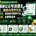 2026年最新公众号流量主运营系统课，独家AI写作方法，0-AI率润色方法、批量做号隔离方法、高爆率选题方法，全都教会你