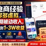 没有电商经验也能做多多虚拟，打造长期被动收入，每月稳定拿到1-3W收益【揭秘】