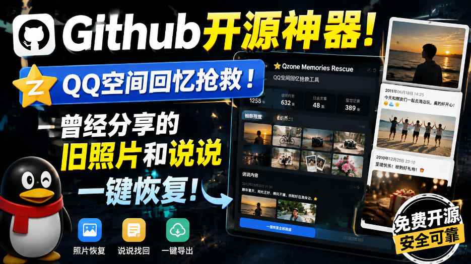 Github开源神器！QQ空间回忆抢救！曾经分享[/erphpdown]的旧照片和说说一键恢复！