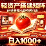 轻资产搭建矩阵，吃透番茄小说变现红利，日入1000+，支持无限矩阵放大【揭秘】