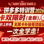 黄大人-拼多多特训营2026年9月，卡双限时(全新)，原价上秒杀，无限卡补贴等顶级玩法，一次全学走!（更新0913）
