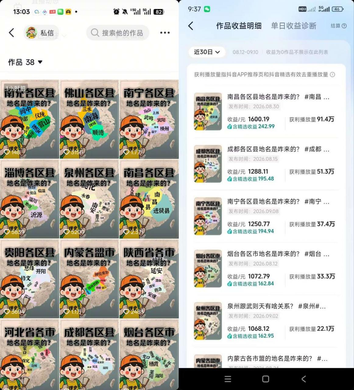 抖音3.2W粉博主理史游记AI历史游记短视频教学，热门赛道条条爆赞，单条独家精选收益1k+