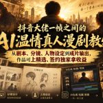 抖音大佬一帧之间的AI温情真人漫剧教学，从剧本、分镜、人物设定到成片输出，作品可上精选、签约独家拿收益
