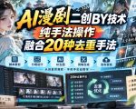 AI漫剧二创搬运技术，纯手法操作，融合20种去重手法