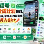 最新视频号创作者分成计划项目，十大高单价赛道，掌握AI内容制作，新手小白也能月入8k+