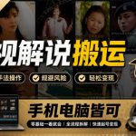 影视解说搬运（纯手法二创技术），抖音38w粉丝博主课，手机电脑皆可