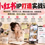小红书ip打造实战课，商业定位、差异化人设、爆款选题文案、拍摄剪辑、搜索流量、安全公转私一站式落地教学