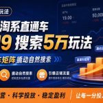 2026淘系直通车投产19搜索5万玩法，通过直通车矩阵撬动自然搜索，帮助商家优化投产，引爆店铺搜索流量