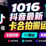 1016抖音最新卡合拍搬运技术，无需剪辑1:1搬运，有需要自测