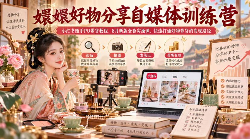 嬛嬛好物分享[/erphpdown]自媒体训练营｜小红书随手PO带货教程，8月新版全套实操课，快速打通好物带货的变现路径